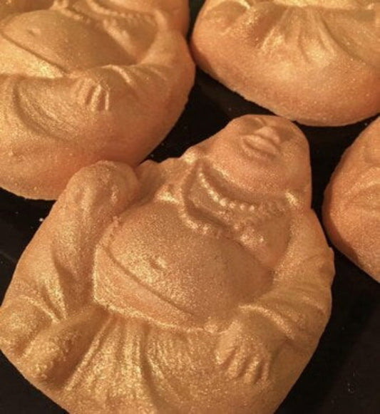Citrus Kharma Buddha Bath Bomb in Sweet Orange Oil, Handmade Cruelty Free Essential Oil Bath Bomb in a Recyclable Bag-0