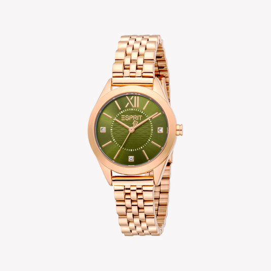ESPRIT Women's Rose Gold Watch, Olive Dial | ES1L434M1045-0