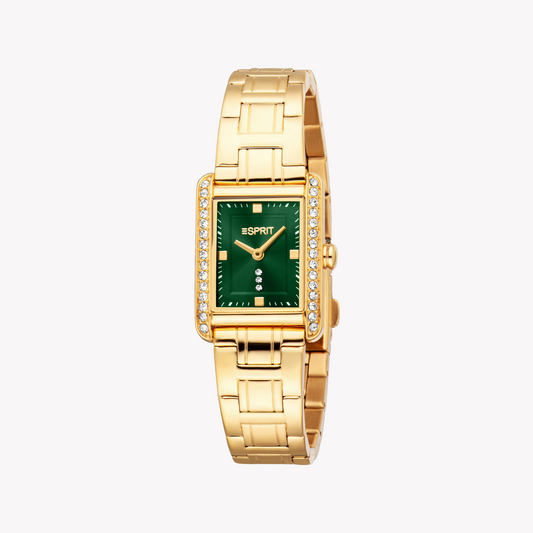 ESPRIT Women's Gold Stainless Steel, Dark Green | ES1L512M0055-0