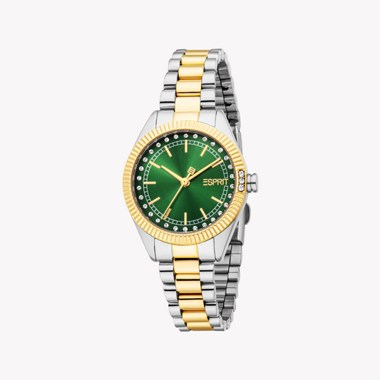ESPRIT Women's Silver/Gold, Green Watch | ES1L515M0065-0