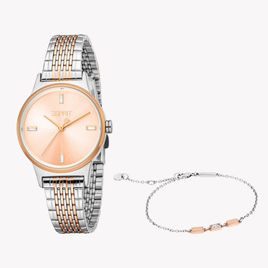 ESPRIT Women's Silver/Rose Gold Watch | ES1L519M0055-0