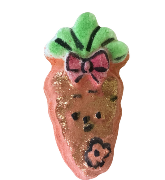 Carly Carrot Bath Bomb in Citrus Oil, Hand Painted, Made with Shea Butter-0