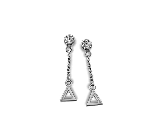 Oorhangers Open Driehoek aan Ketting Zilver JE010S-0