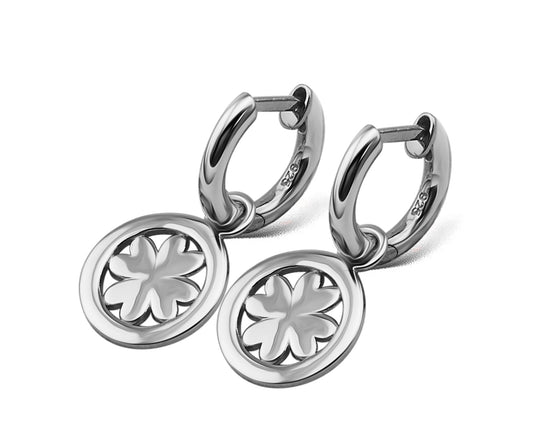 Oorringen met Klavertje Vier Zilver JE016S-0