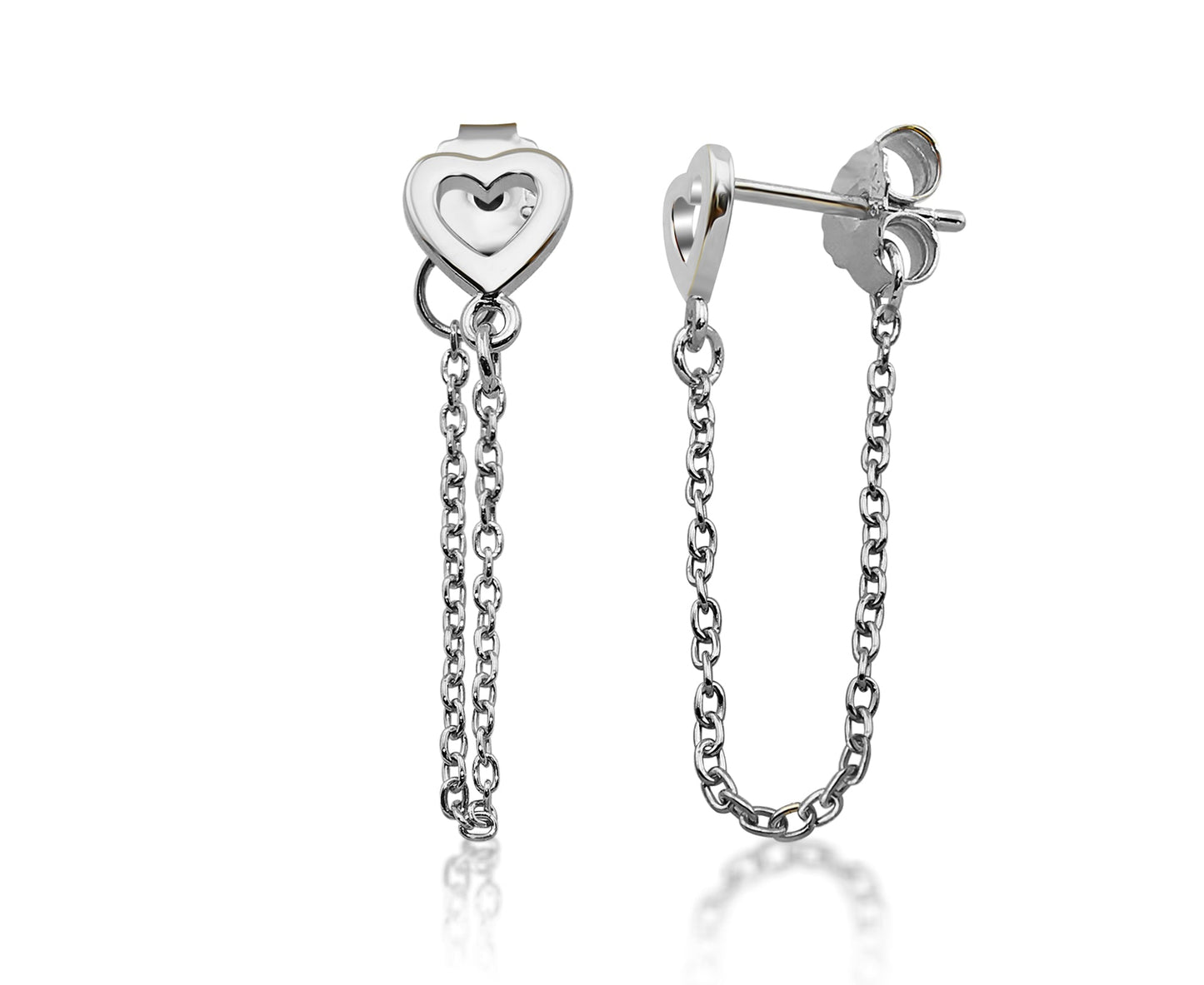 Oorhangers Open Hart met Ketting Zilver JE022S-0