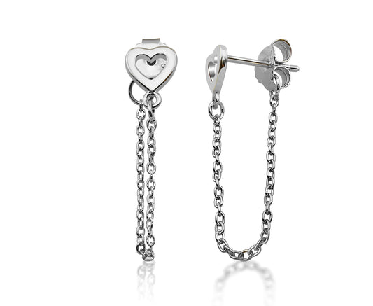 Oorhangers Open Hart met Ketting Zilver JE022S-0