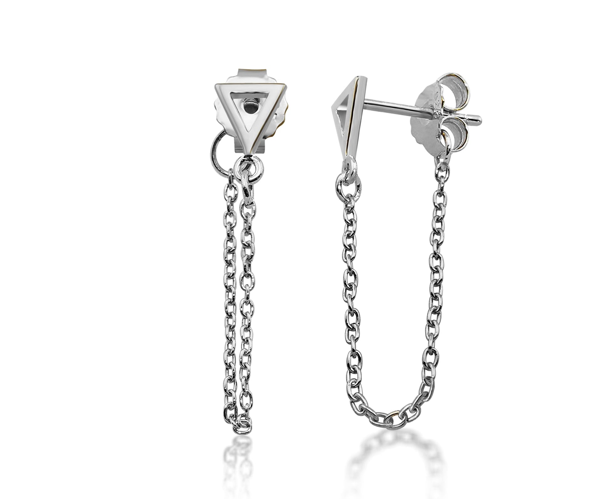Oorhangers Open Driehoek met Ketting Zilver JE023S-0