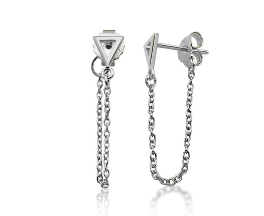 Oorhangers Open Driehoek met Ketting Zilver JE023S-0