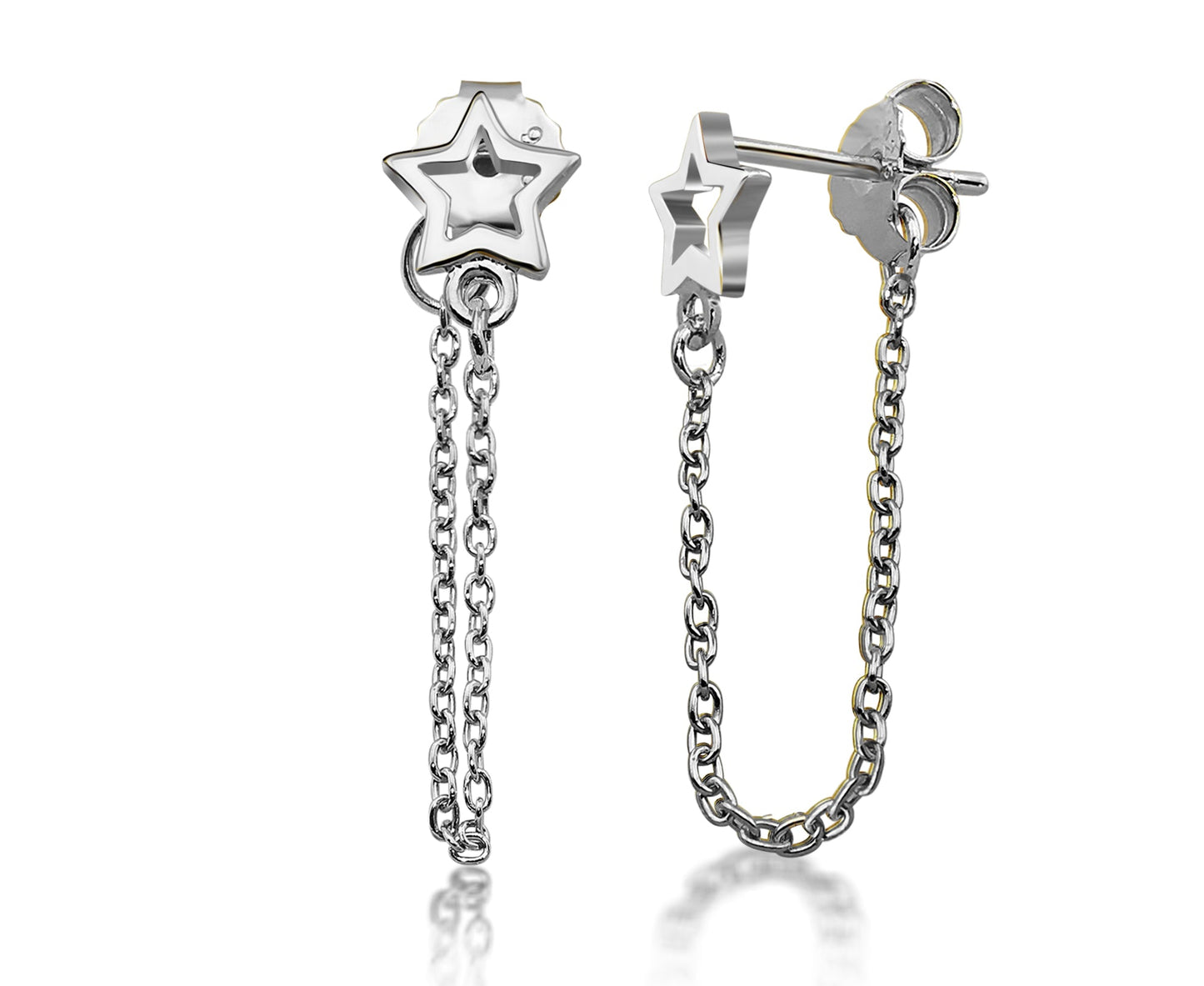 Oorhangers Open Ster met Ketting Zilver JE024S-0