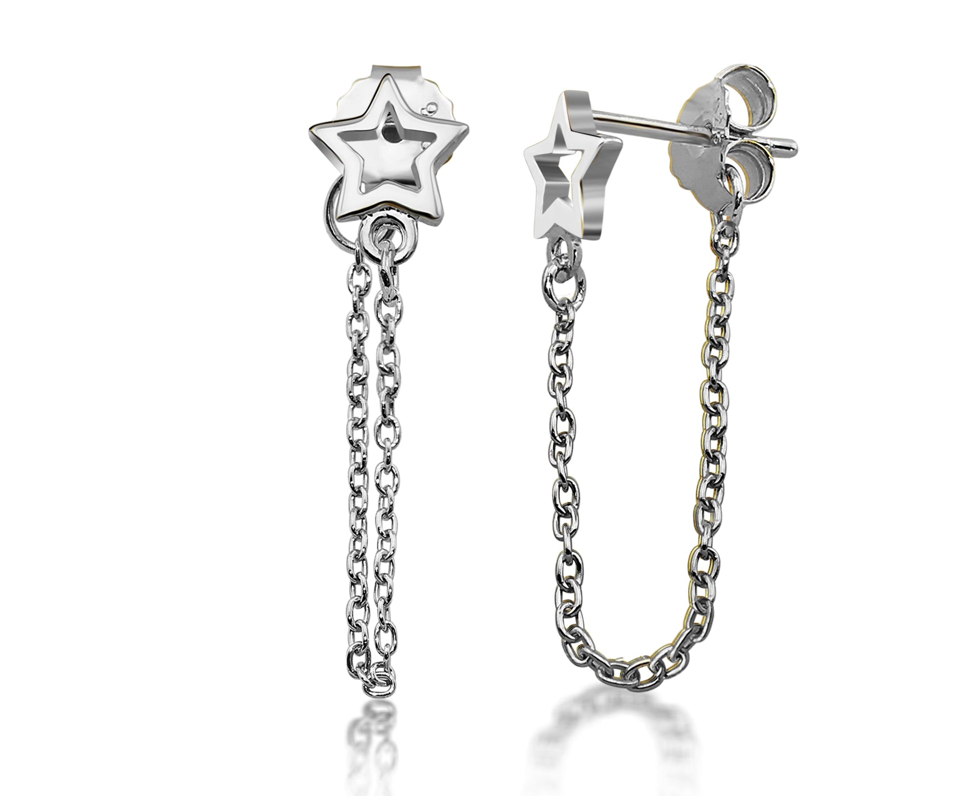 Oorhangers Open Ster met Ketting Zilver JE024S-0