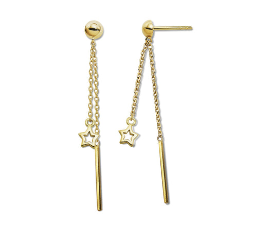 Oorhangers met ster en staafje aan ketting Goudkleur JE039G-0