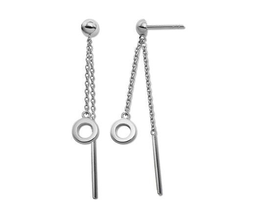 Oorhangers met circel en staafje aan ketting Zilver JE040S-0