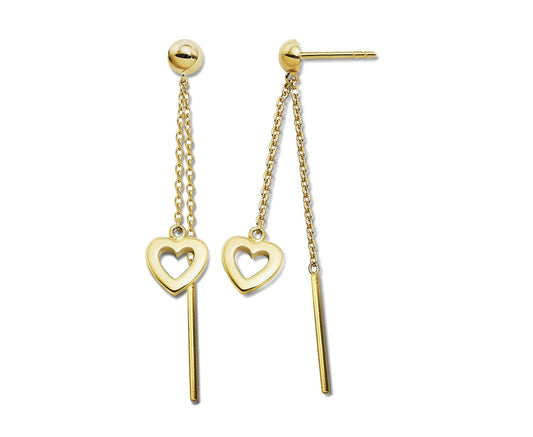 Oorhangers met Open Hartje en Staafje aan Ketting Goudkleur JE041G-0