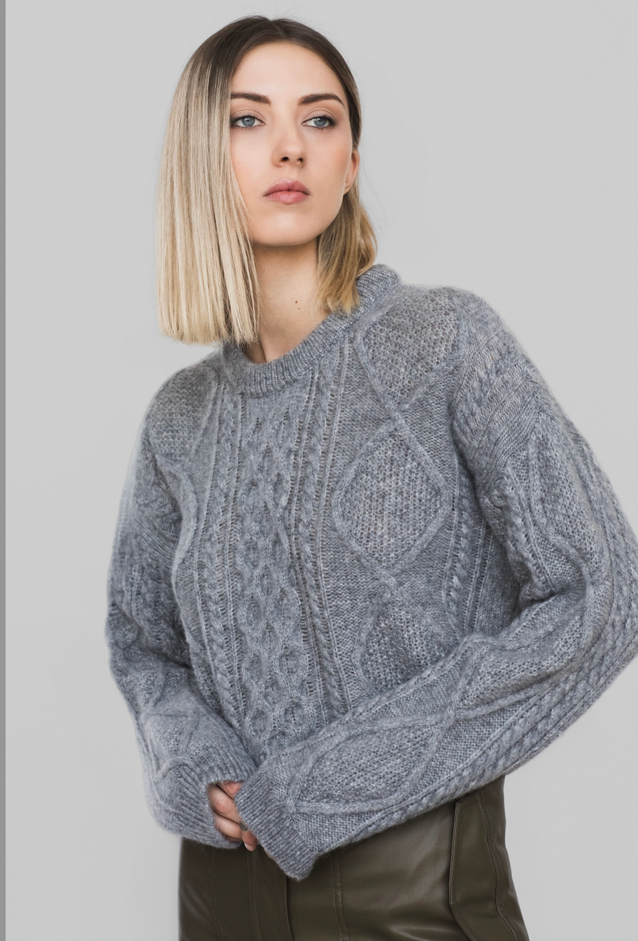 Maglione con trecce in Lana Merinos - Caterina-0