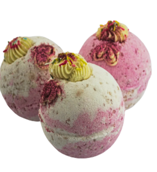 Strawberry Mallow Jumbo Bath Bomb with Shea Butter and Sprinkles-0