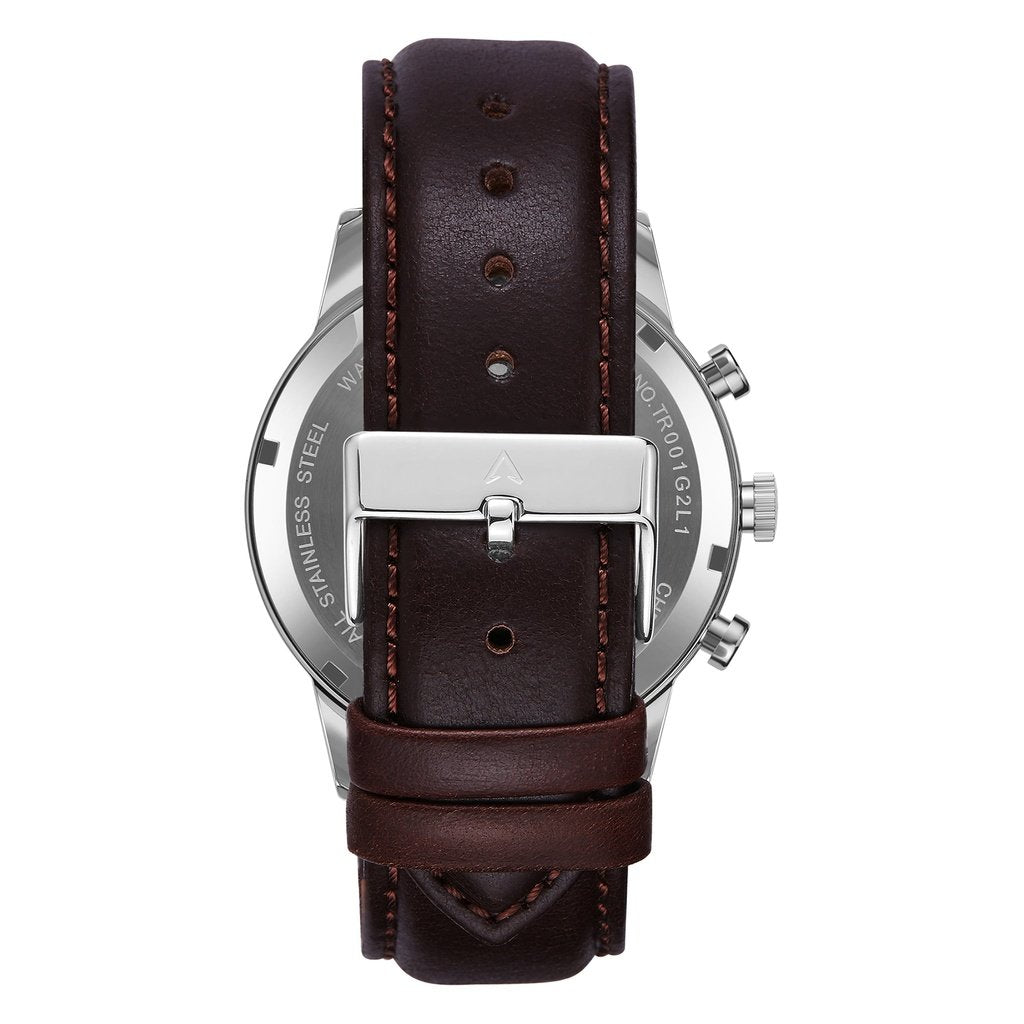 TRNDA Men's Stainless Steel Watch, Brown Leather | TRN-W43SL-4