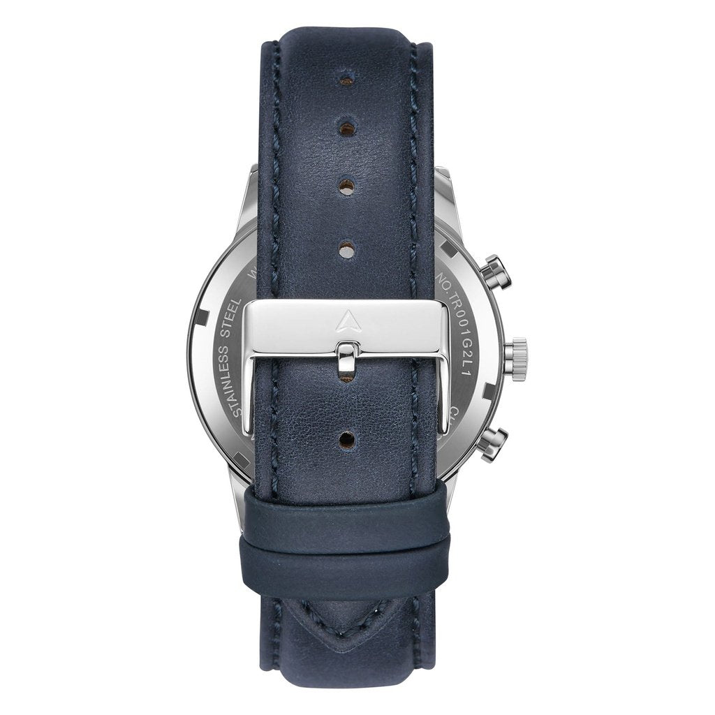 TRNDA Men's Stainless Steel Watch, Blue Leather Band | TRNDA43BL-4