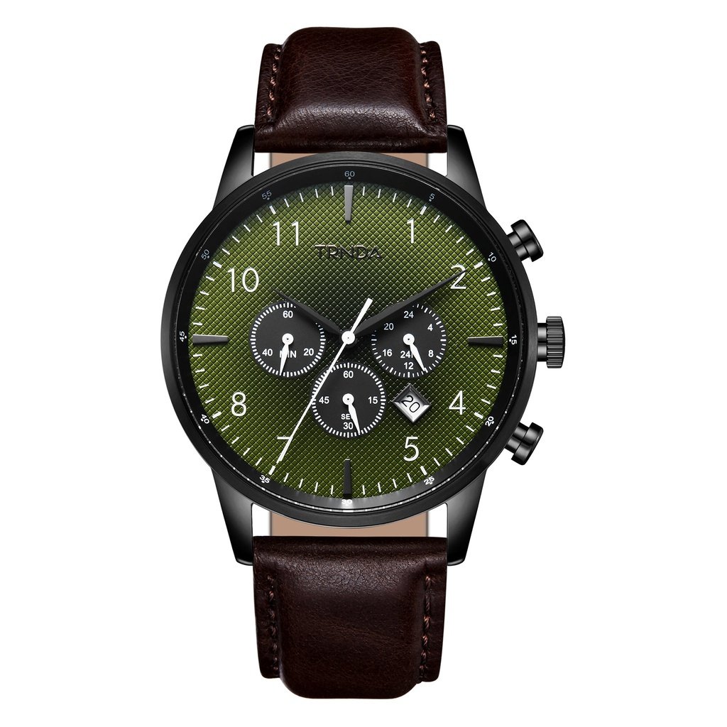 TRNDA Men's Stainless Steel Watch, Green Dial | TRN-SS43B-0