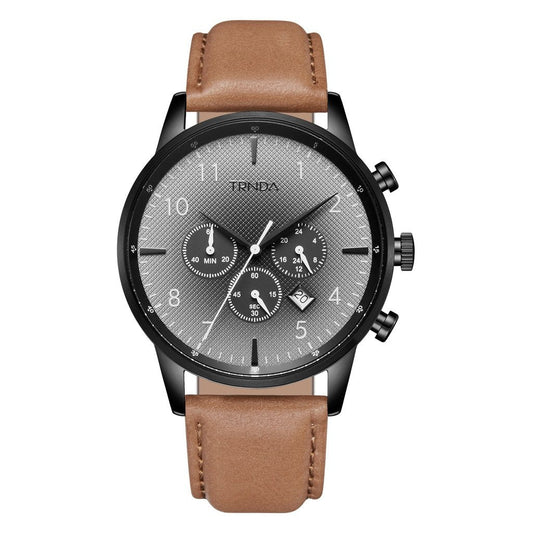 TRNDA Men's Stainless Steel Watch, Black & Tan | TRNDA-43MM-0