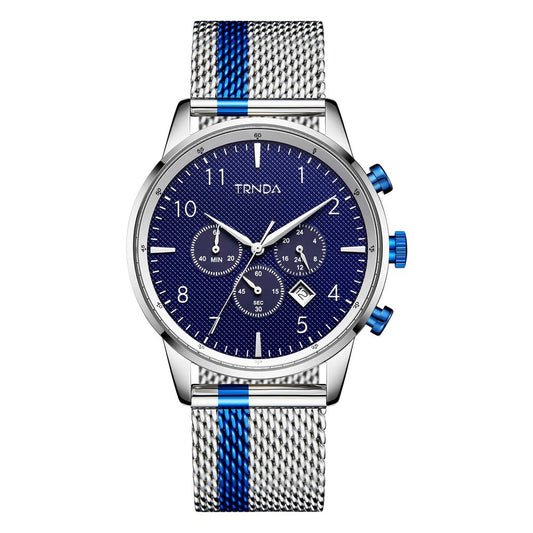 TRNDA Men's Stainless Steel Watch, Dark Blue Dial | TRN-SS43MB-0
