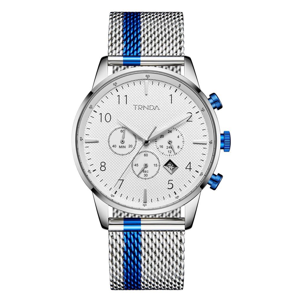 TRNDA Men's Stainless Steel Watch, Silver Mesh Band | TRNDA43MM-0