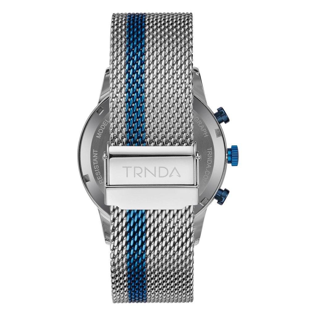 TRNDA Men's Stainless Steel Watch, Silver Mesh Band | TRNDA43MM-4