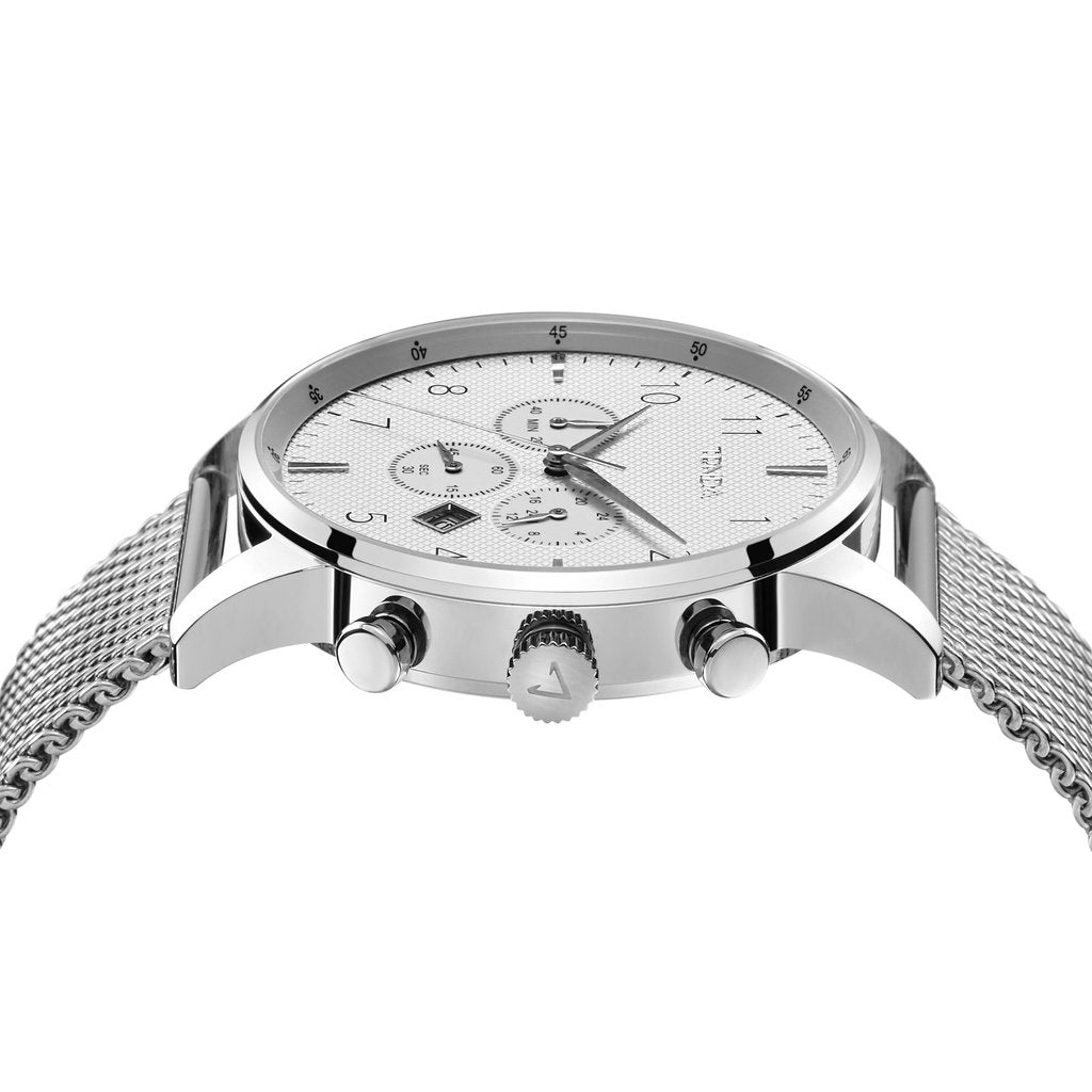 TRNDA Men's Stainless Steel Watch, Silver Mesh Band | TRN-001-2