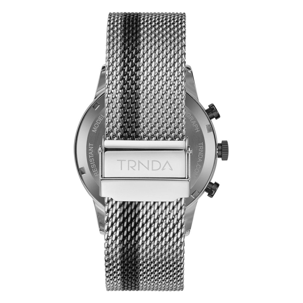TRNDA Men's Stainless Steel Watch, Silver Mesh Band | TRN12345-4