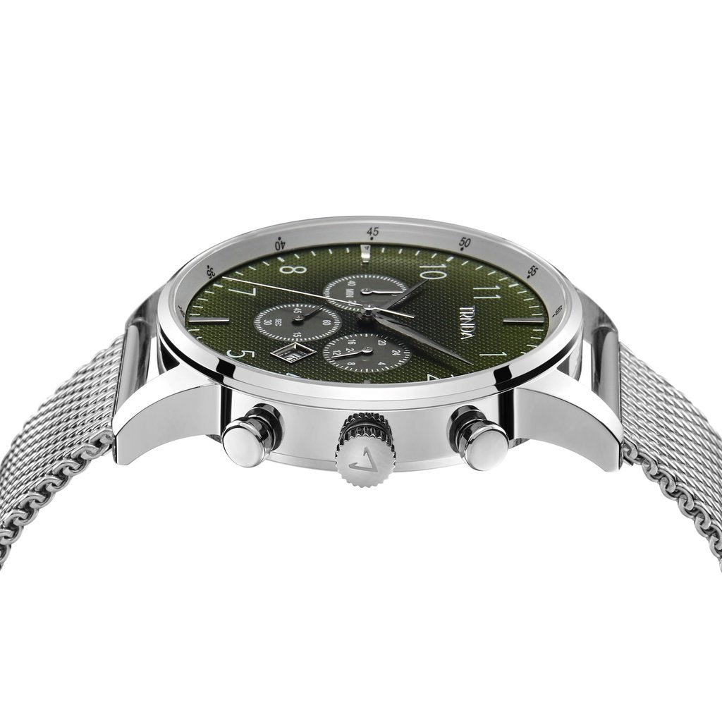 TRNDA Men's Stainless Steel Watch, Gradient Seaweed Green Dial | TRNDA43SS-2