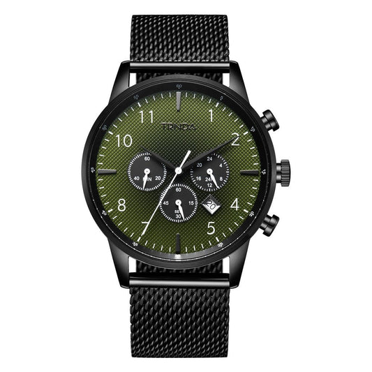 TRNDA Men's Stainless Steel Watch, Black Mesh Band | TRNDA-001-0