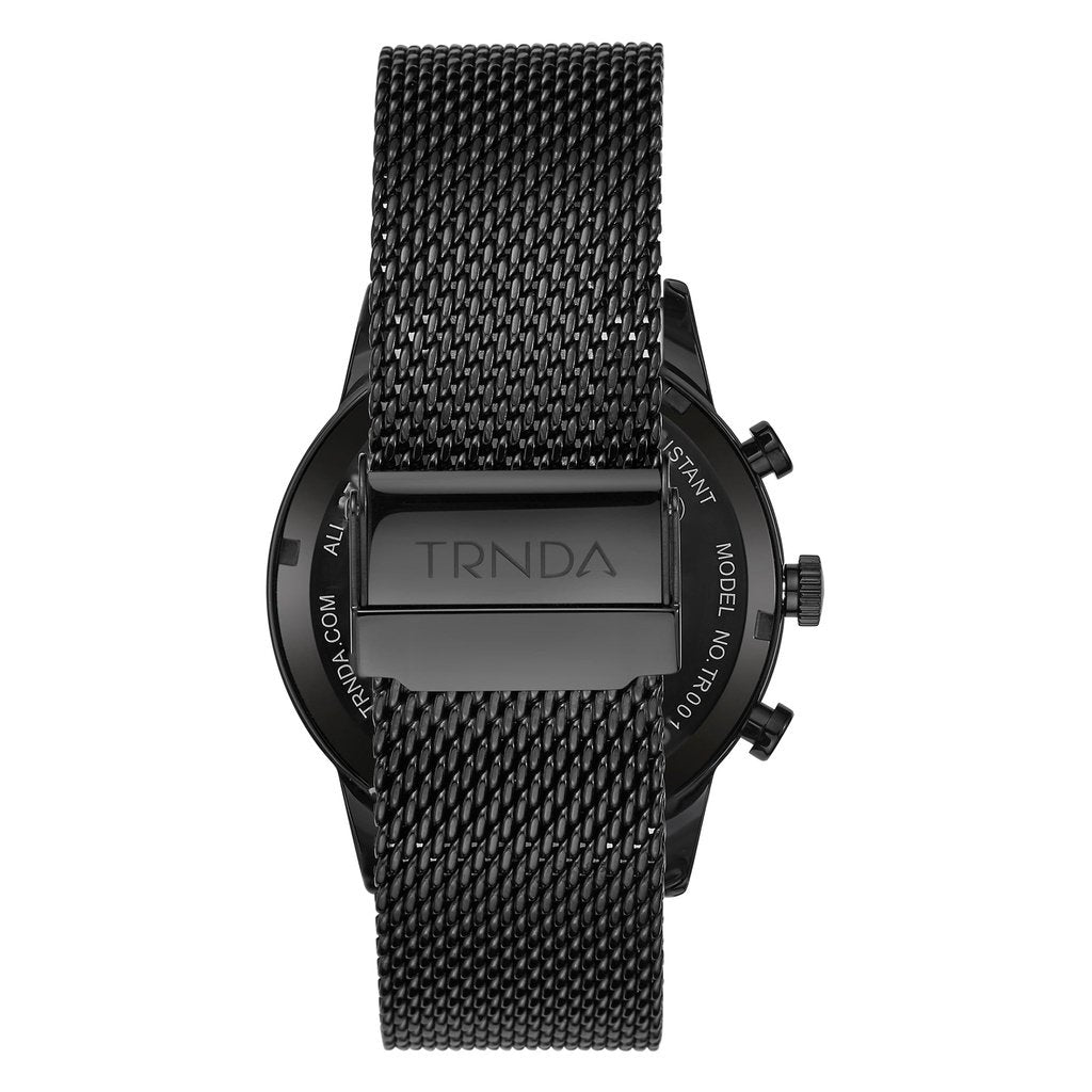 TRNDA Men's Stainless Steel Watch, Black Mesh Band | TRNDA-001-4