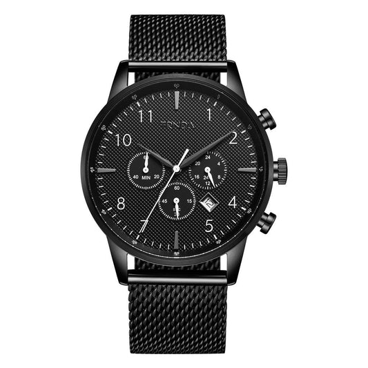 TRNDA Men's Stainless Steel Watch, Black Dial | TRNDA-SS43BK-0