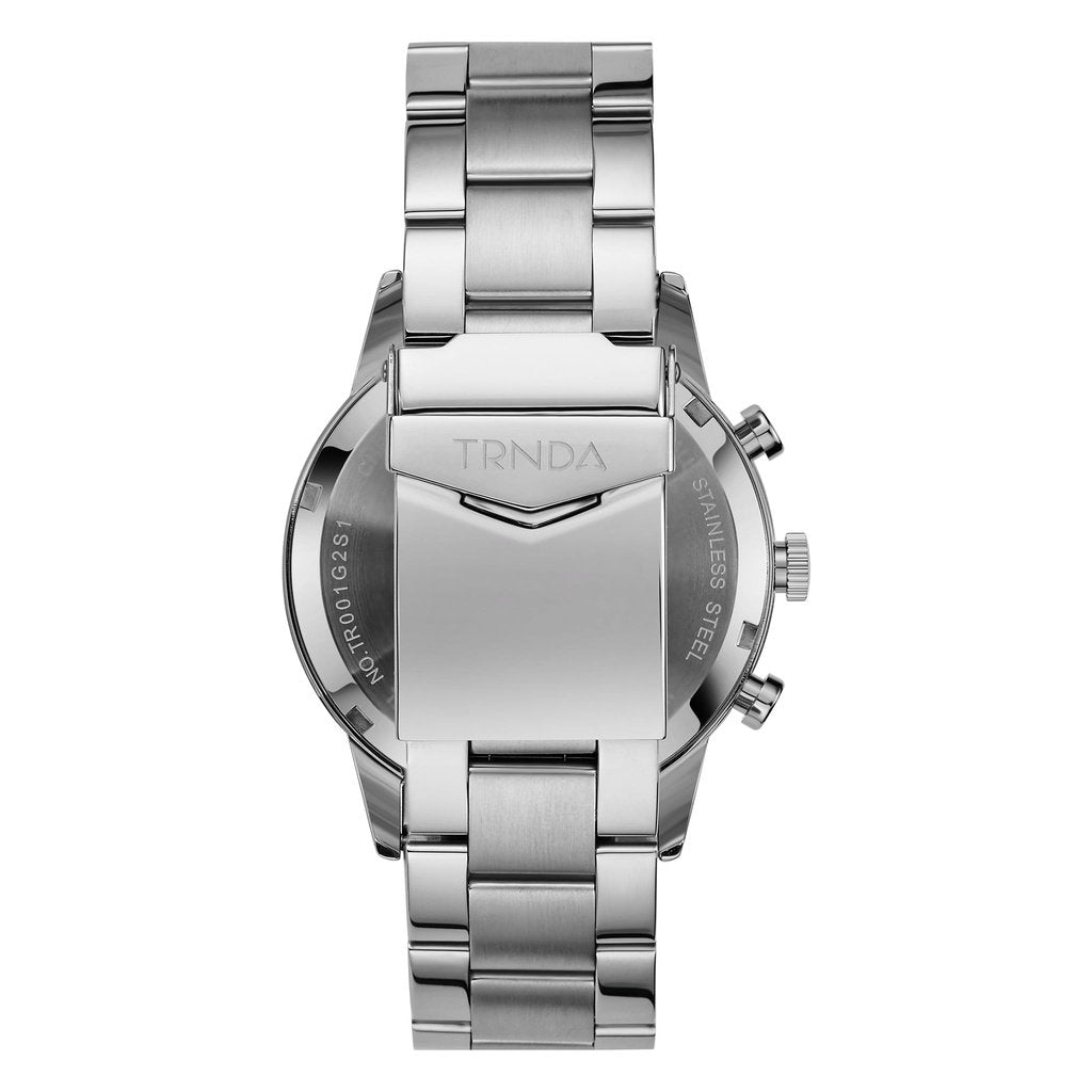 TRNDA Men's Stainless Steel Watch, Silver Dial | TRN-SW43MM-4