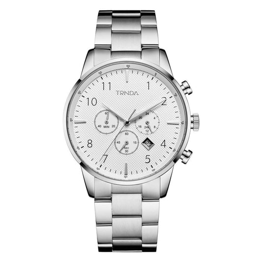 TRNDA Men's Stainless Steel Watch, Silver Dial | TRN-SS43MM-0