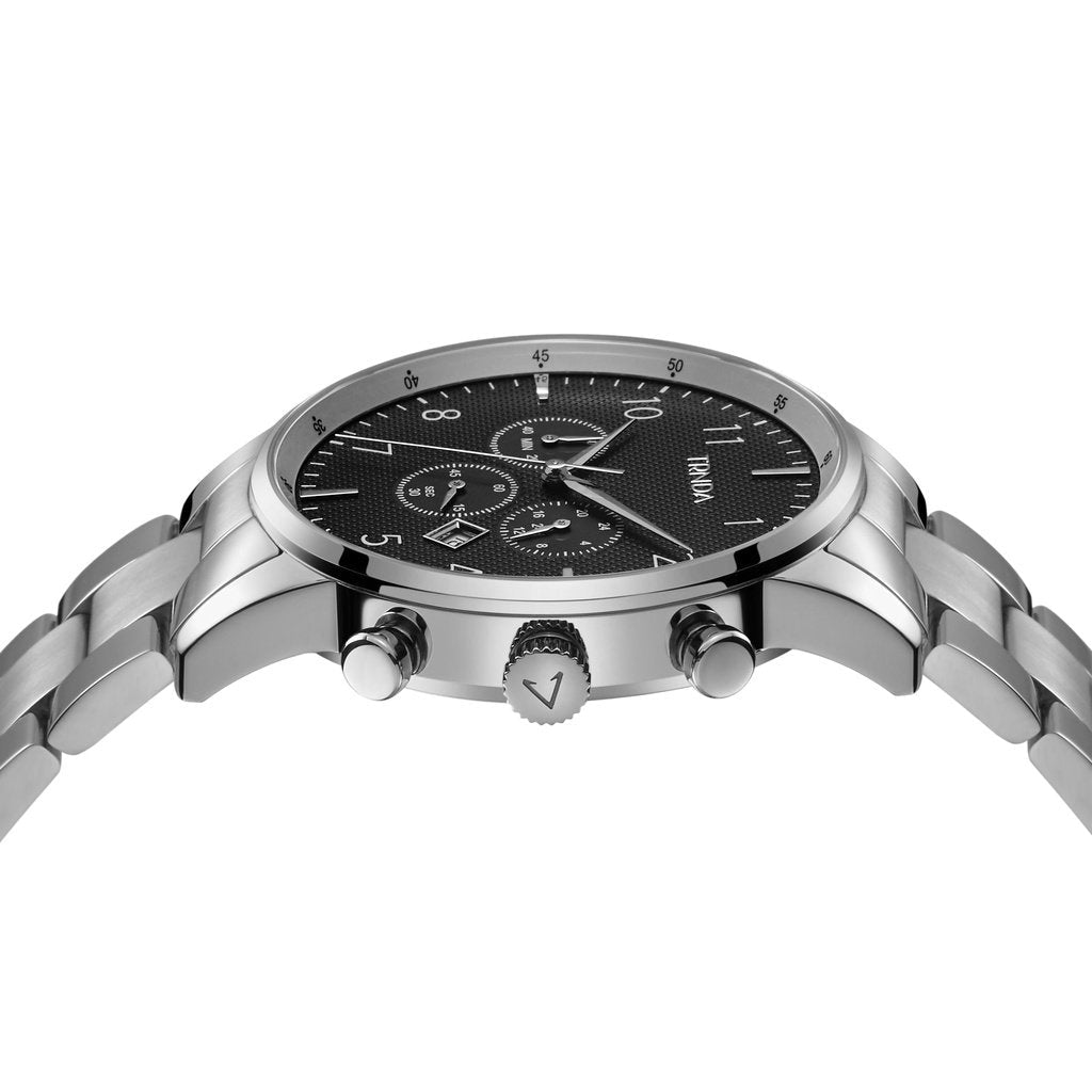 TRNDA Men's Stainless Steel Watch, Charcoal Black Dial | TRNDA43MM-2