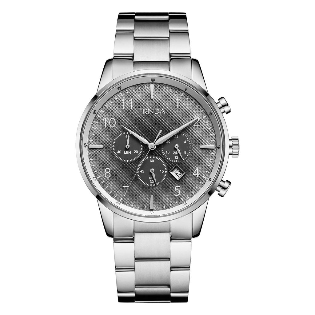 TRNDA Men's Stainless Steel Watch, Gradient Gray Dial | TRN-SS43-0