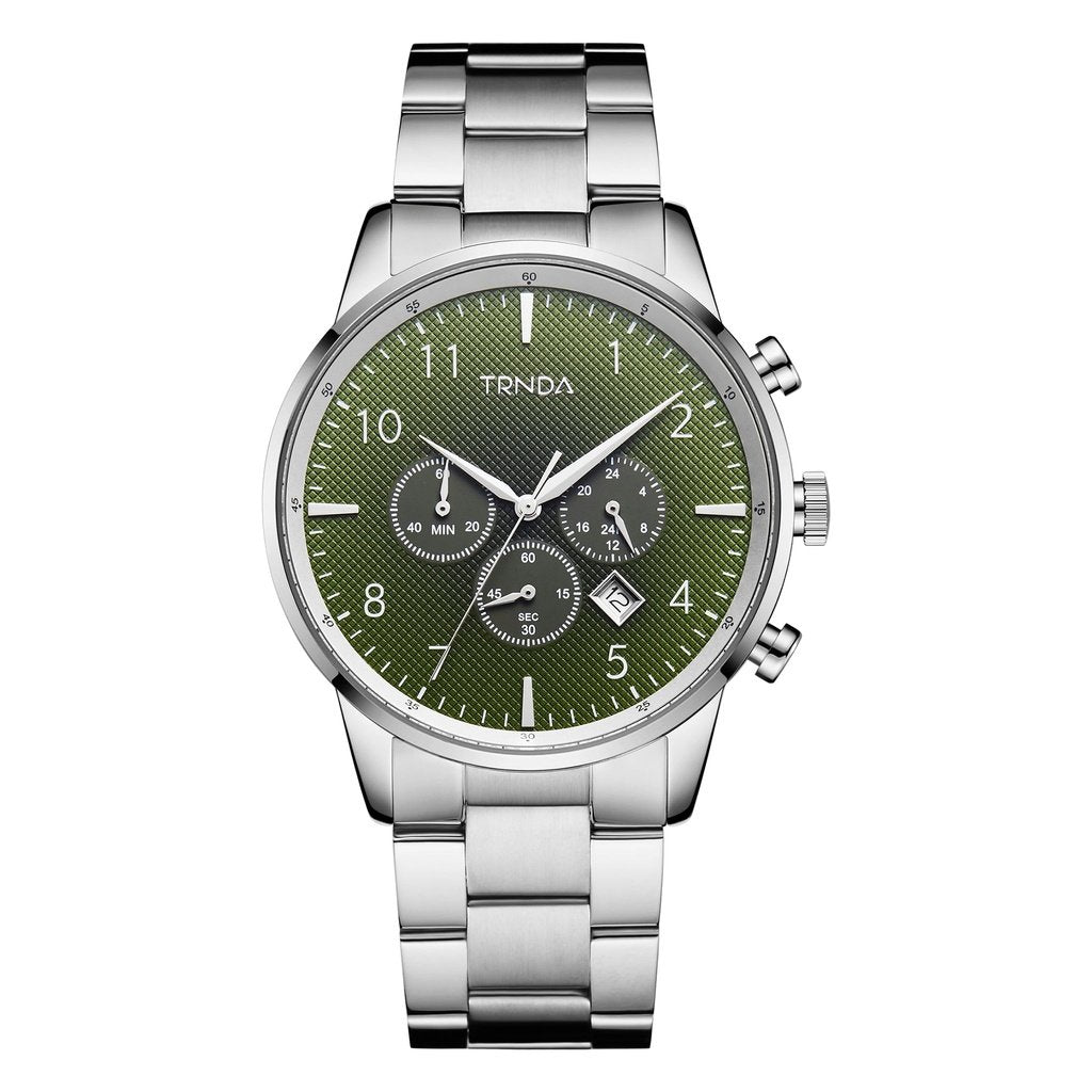 TRNDA Men's Stainless Steel Watch, Gradient Green Dial | TRN43MM-0