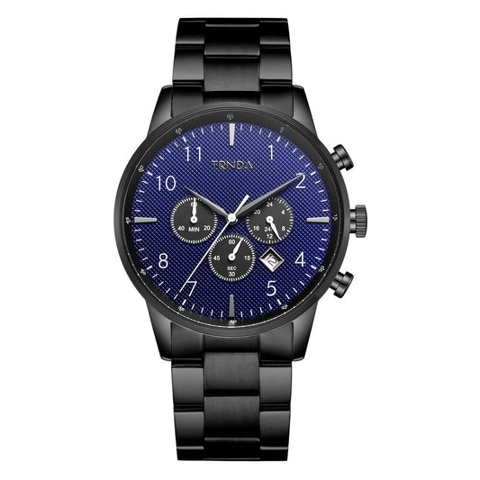 TRNDA Men's Black Stainless Steel Watch, Dark Blue Dial | TRNDA43B-0