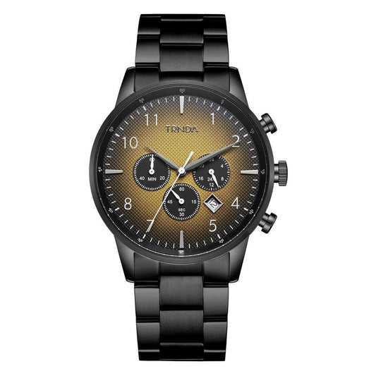 TRNDA Men's Black Stainless Steel Watch, Cedar Brown Dial | TRN-M43B-0