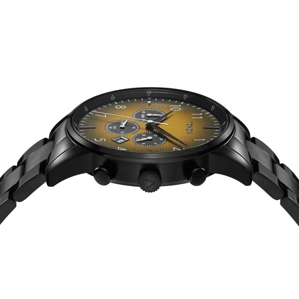 TRNDA Men's Black Stainless Steel Watch, Cedar Brown Dial | TRN-M43B-2