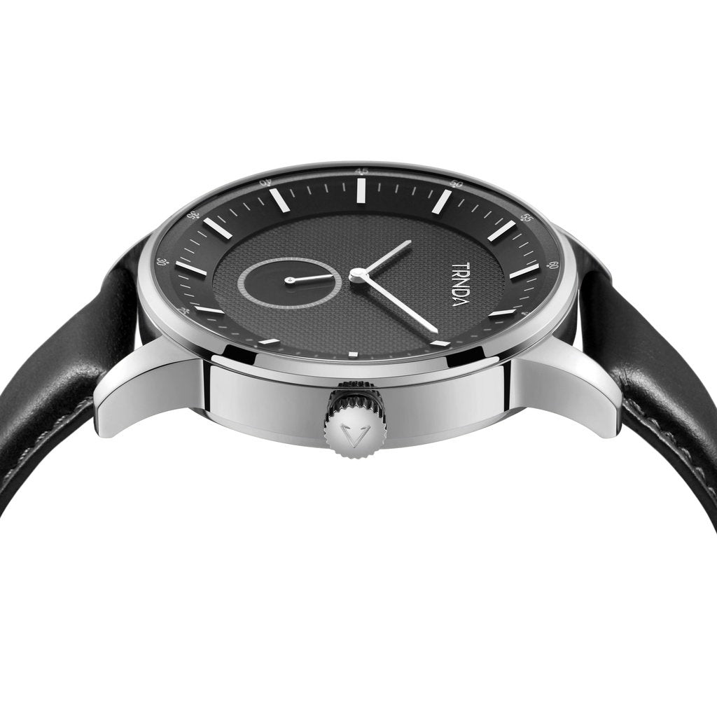 TRNDA Men's Stainless Steel Watch, Black Dial | TRN-SS43-BK-2