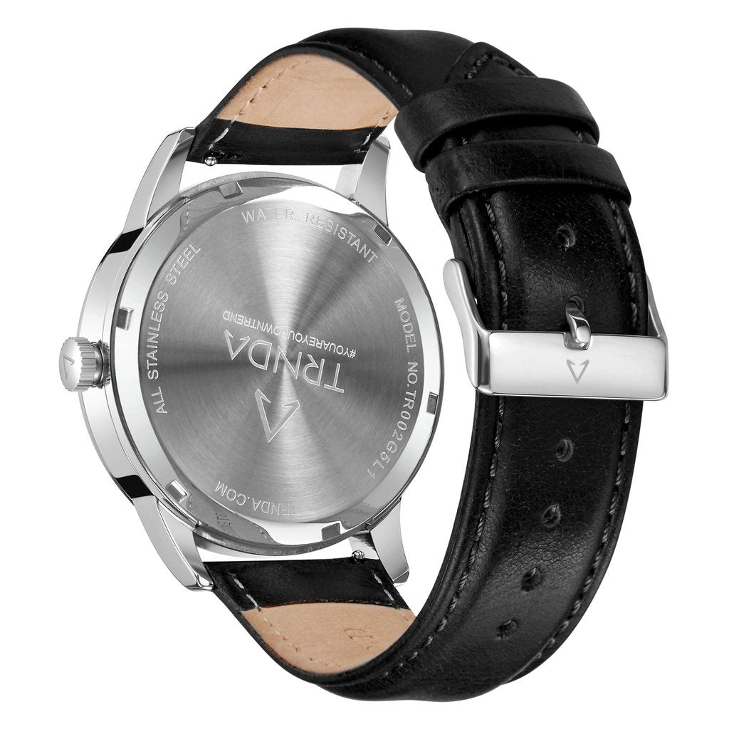 TRNDA Men's Stainless Steel Watch, Black Dial | TRN-SS43-BK-3