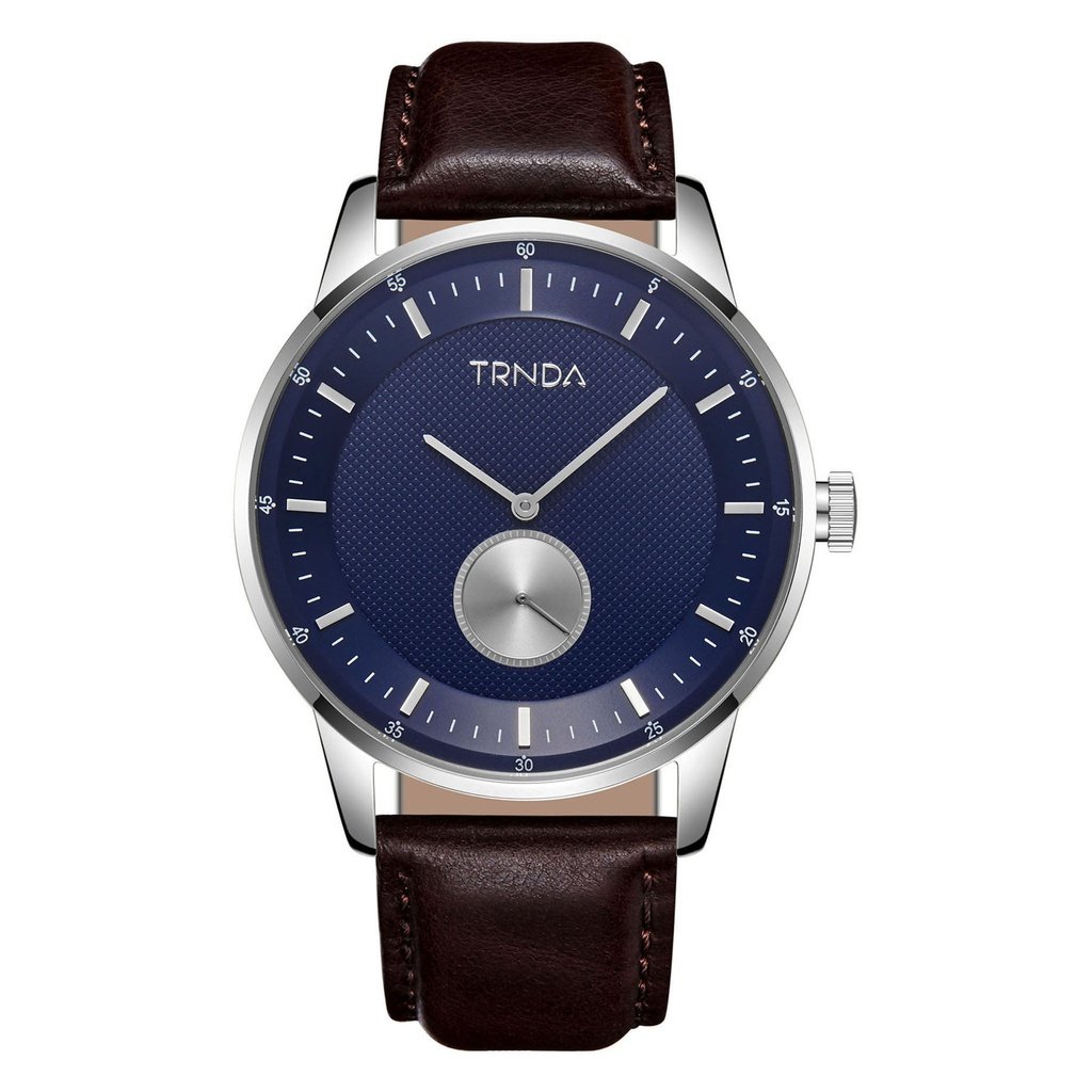 TRNDA Men's Stainless Steel Watch, Brown Leather Band | TRNDA-M43B-0