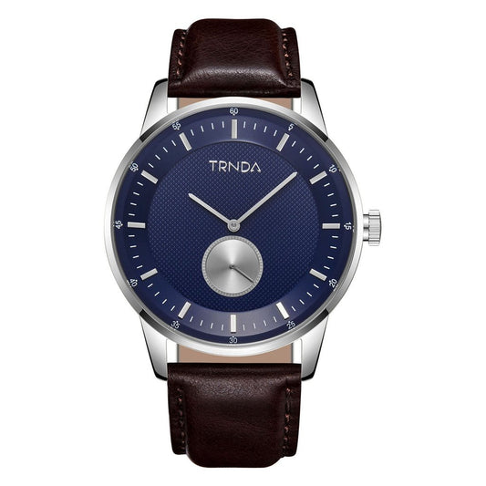 TRNDA Men's Stainless Steel Watch, Brown Leather Band | TRNDA-M43B-0