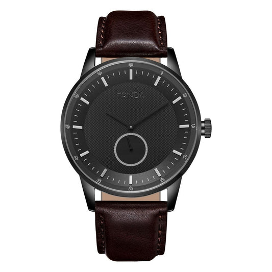 TRNDA Men's Stainless Steel Watch, Brown Leather Band | TRNDA-001-0