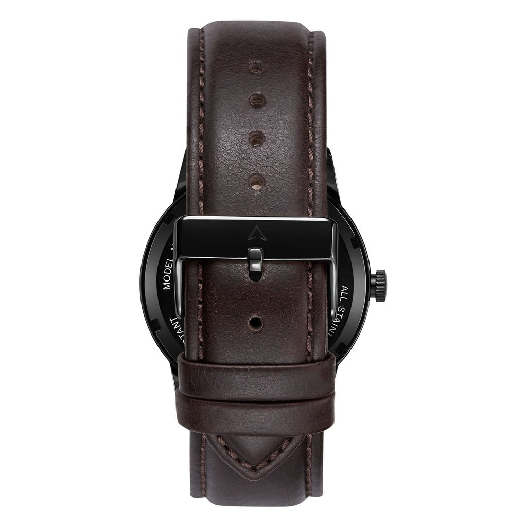 TRNDA Men's Stainless Steel Watch, Brown Leather Band | TRNDA-001-4