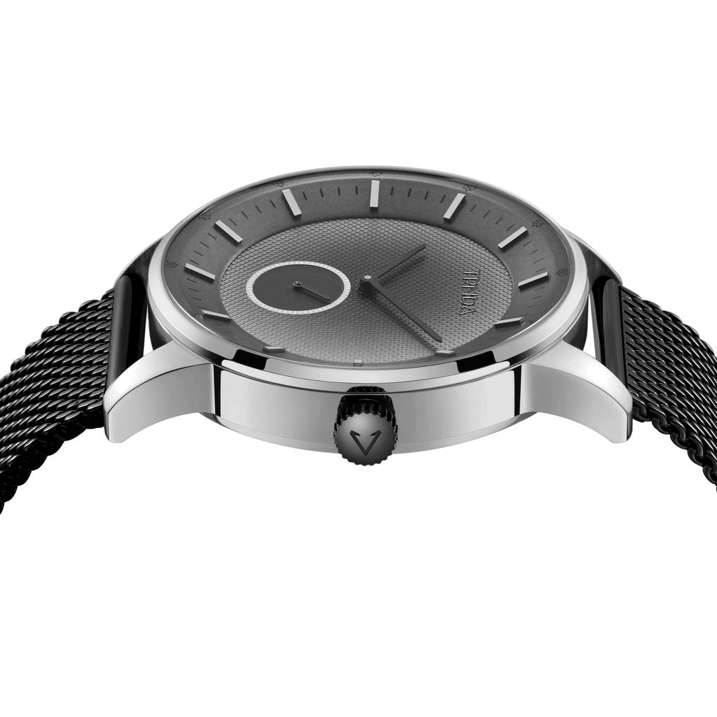 TRNDA Men's Stainless Steel Watch, Blue Mesh Band | TRN-43MM-SL-2