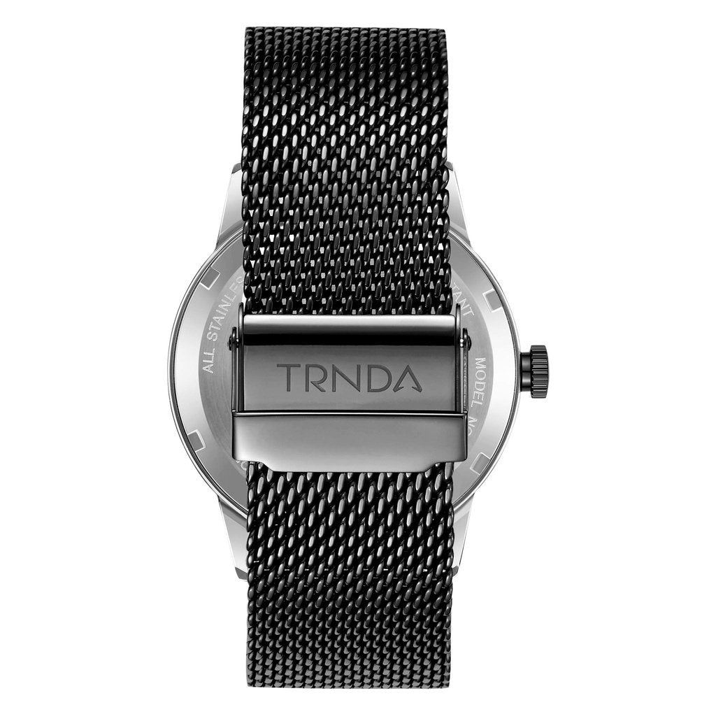 TRNDA Men's Stainless Steel Watch, Blue Mesh Band | TRN-43MM-SL-4