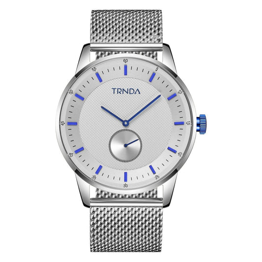 TRNDA Men's Stainless Steel Blue Watch, Silver Mesh Band | TRNDA-001-0