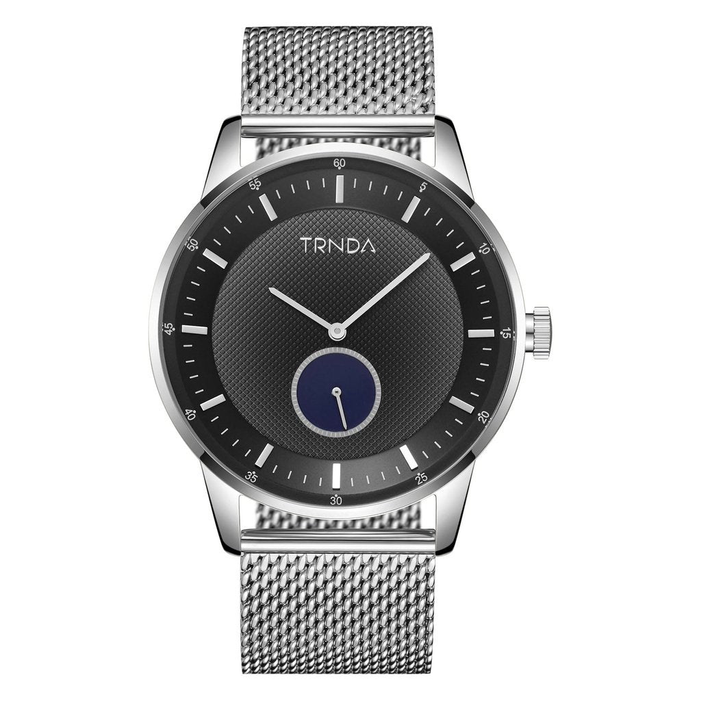 TRNDA Men's Stainless Steel Watch, Silver Mesh Band | TRN-SS43-0
